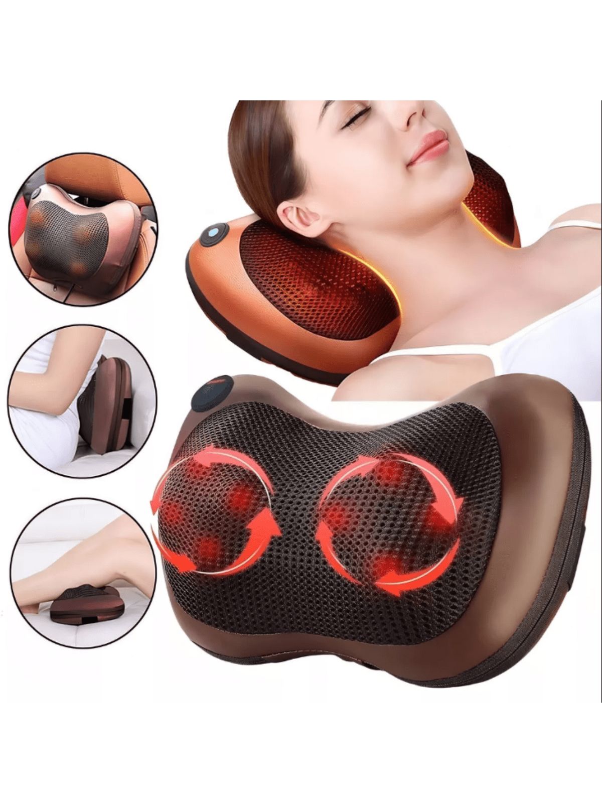 Almohada de Masaje 2 en 1 con Calor – Masaje Profesional en Casa o el Carro